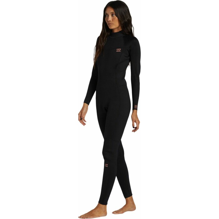 2024 Billabong Womens Foil 3/2mm Flatlock Back Zip Wetsuit ABJW100183 - Black